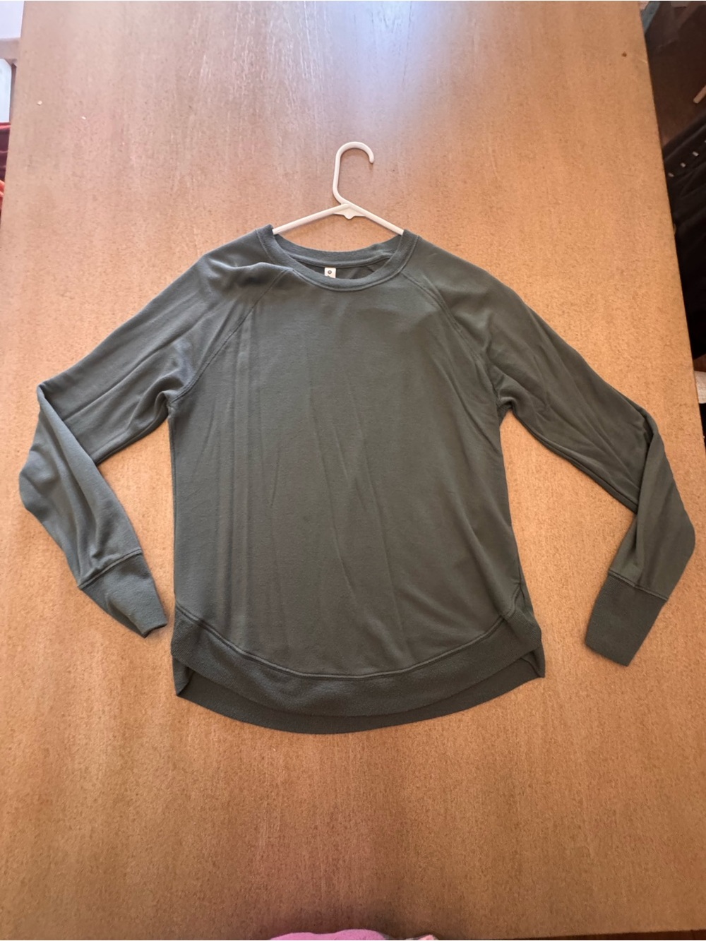 Athleta Olive Green Sweatshirt with Crew Neck Label